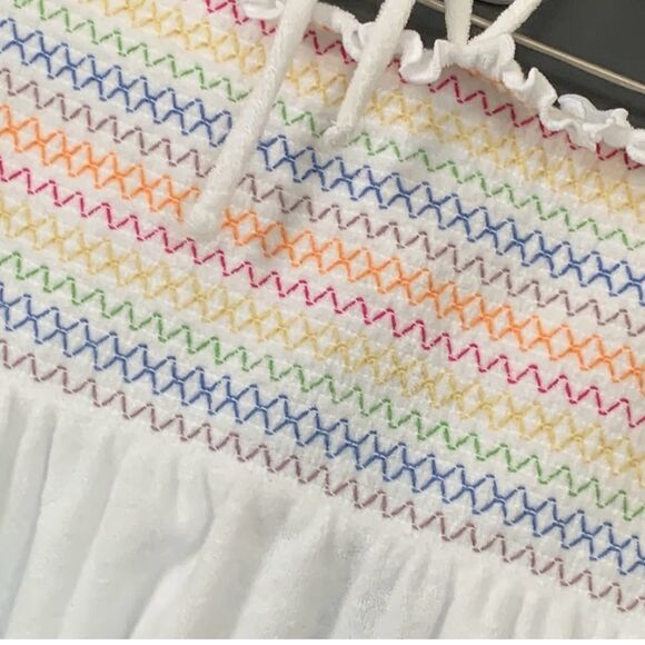 Wild Fable halter Smocked Terry Convertible Dress white rainbow Large NWT - Picture 6 of 8